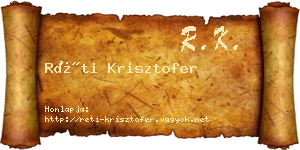 Réti Krisztofer névjegykártya